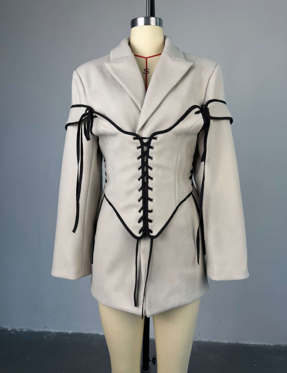 Commuting woolen coat bandage girdle business suit 2pcs set