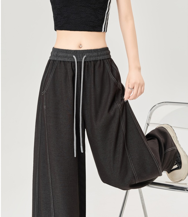 Drape denim wide leg pants spring and summer pants for women