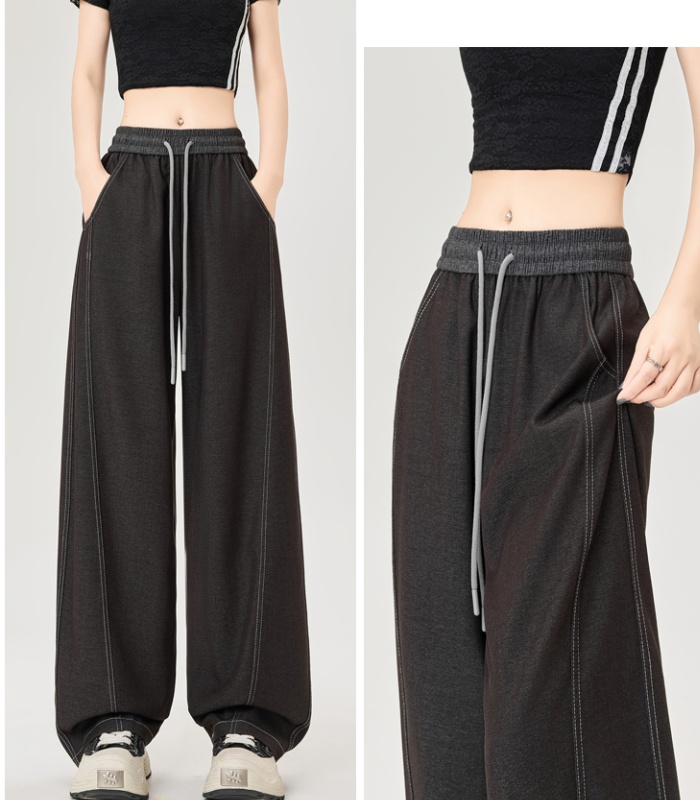 Drape denim wide leg pants spring and summer pants for women