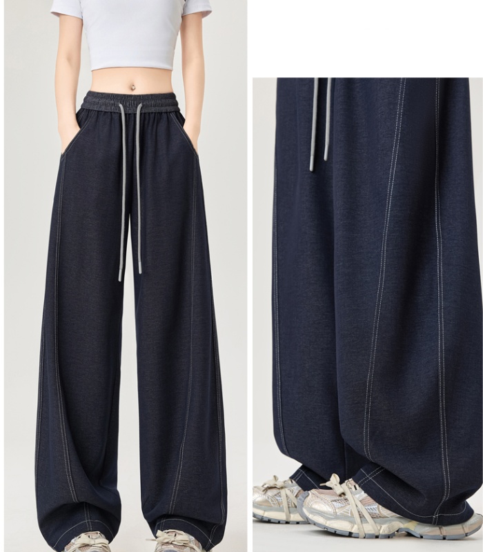 Drape denim wide leg pants spring and summer pants for women