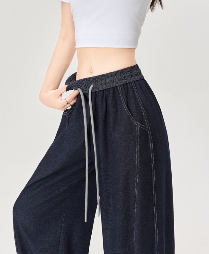 Drape denim wide leg pants spring and summer pants for women