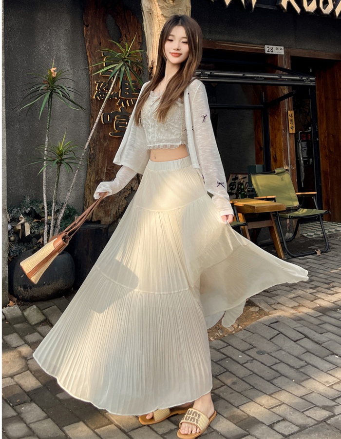 Crimp slim skirt pleated long skirt for women