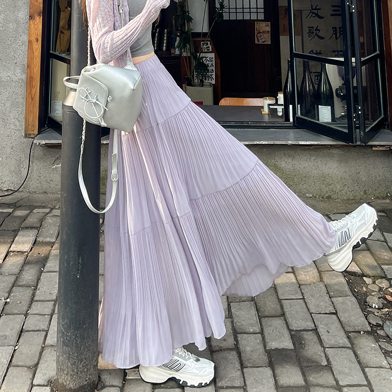 Crimp slim skirt pleated long skirt for women