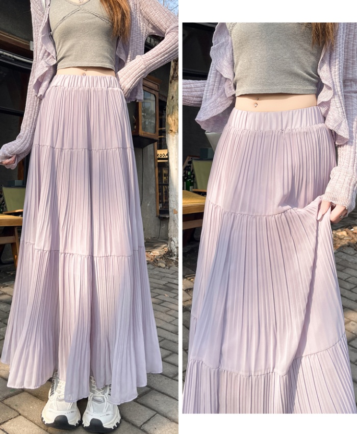 Crimp slim skirt pleated long skirt for women