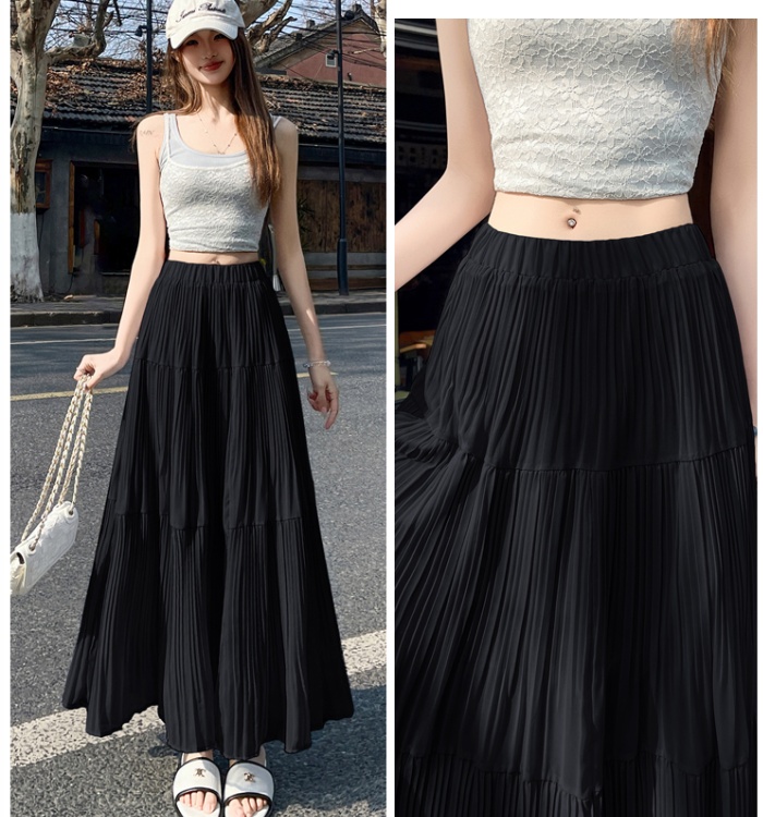 Crimp slim skirt pleated long skirt for women