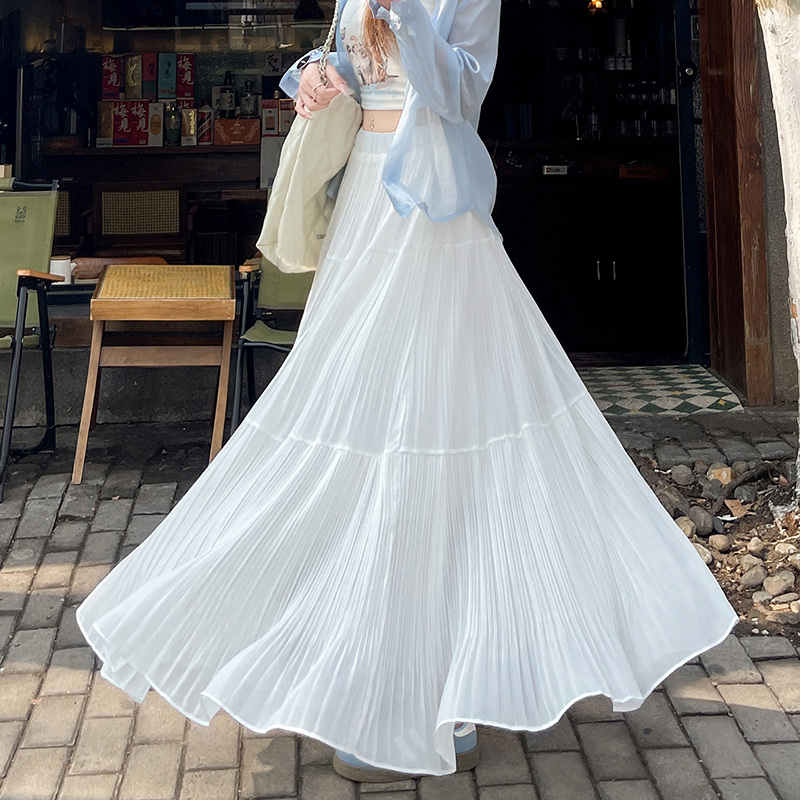 Crimp slim skirt pleated long skirt for women