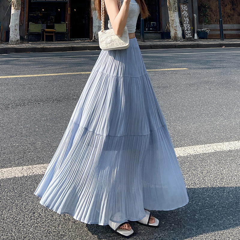 Crimp slim skirt pleated long skirt for women