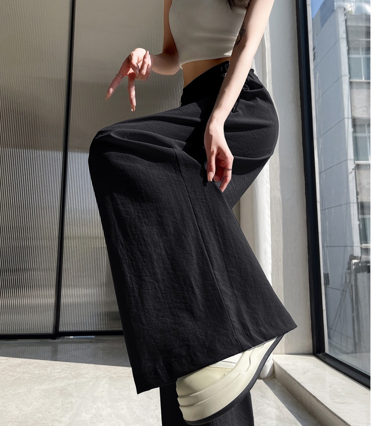 High waist pleated pants loose wide leg pants for women