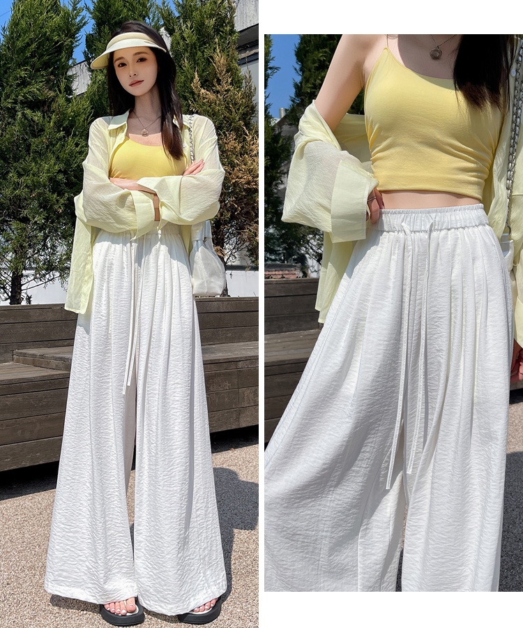 High waist pleated pants loose wide leg pants for women