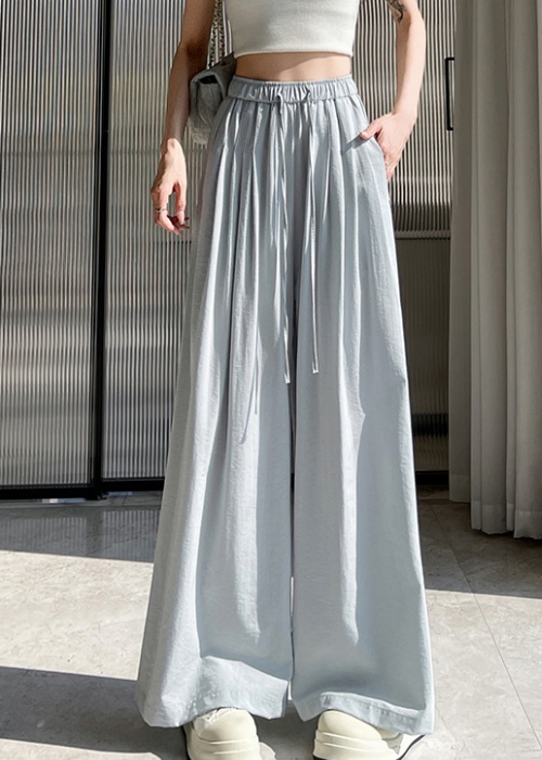 High waist pleated pants loose wide leg pants for women