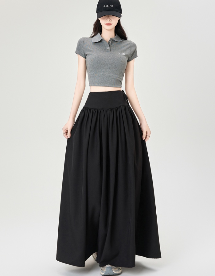 Drape spring and summer long skirt A-line slim skirt for women