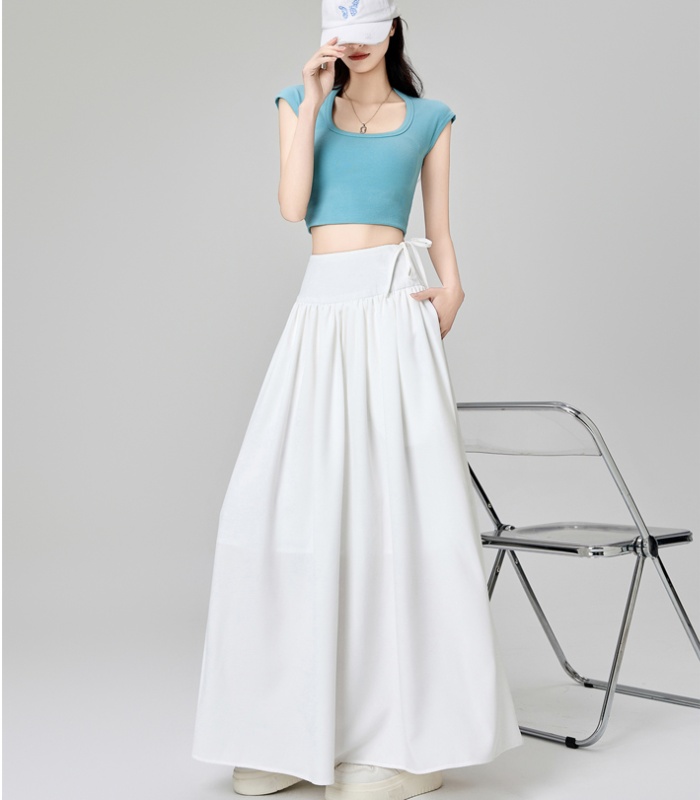 Drape spring and summer long skirt A-line slim skirt for women