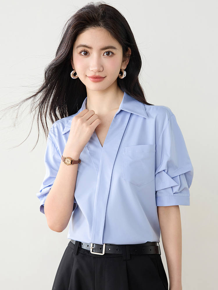 Summer short sleeve pullover niche V-neck shirt for women