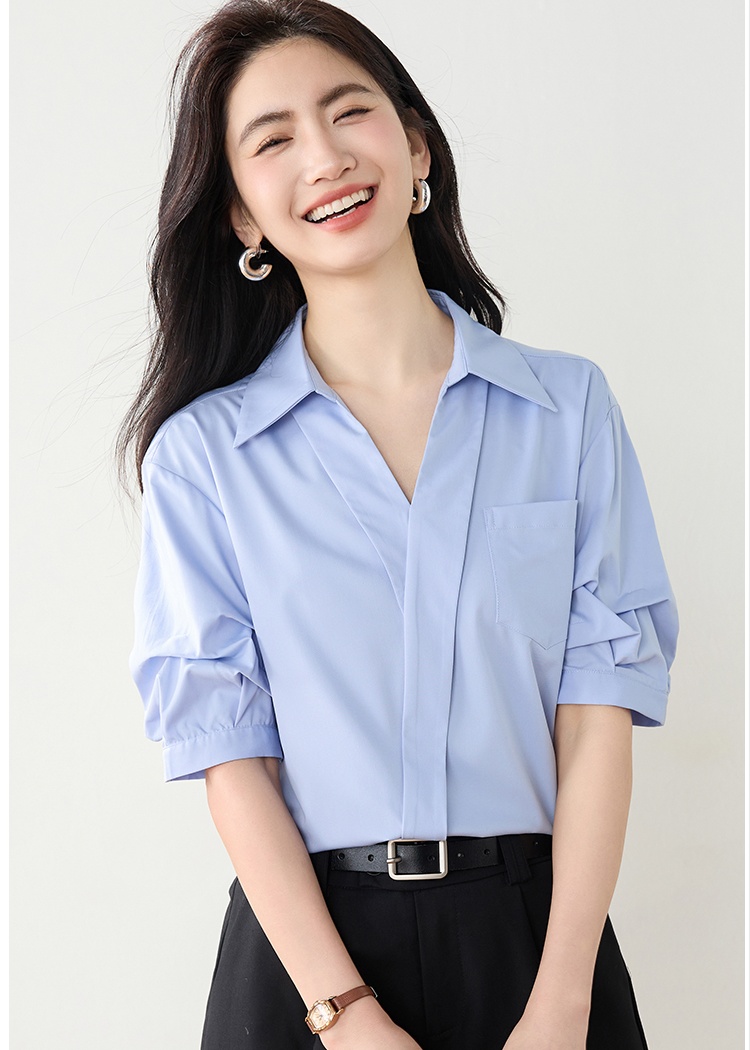 Summer short sleeve pullover niche V-neck shirt for women