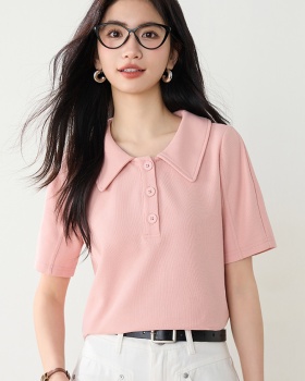 Slim pink loose small shirt all-match pullover T-shirt