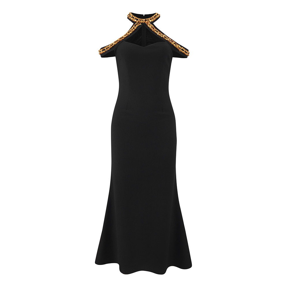 Halter ladies temperament dress light luxury long formal dress