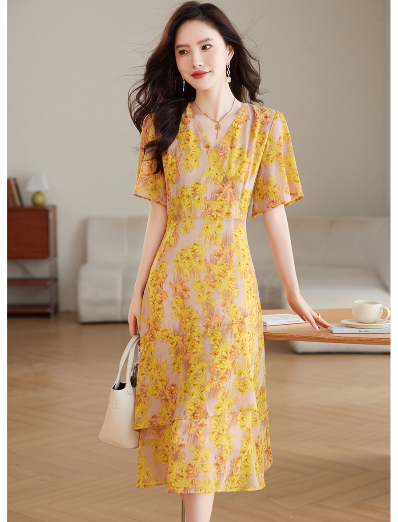 Slim floral summer girl Cover belly dress