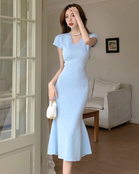 Knitted slim dress summer temperament long dress