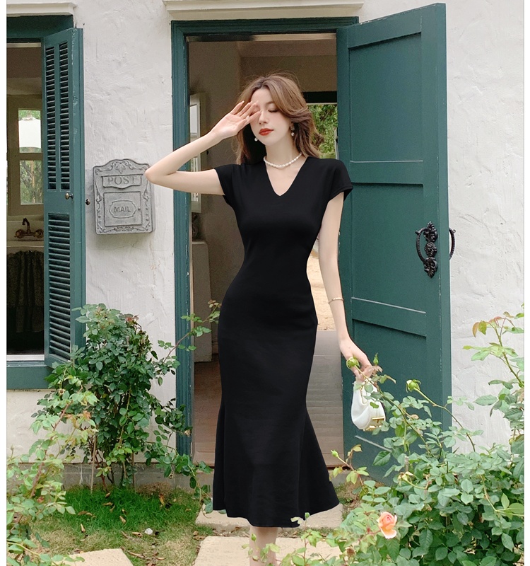 Knitted slim dress summer temperament long dress