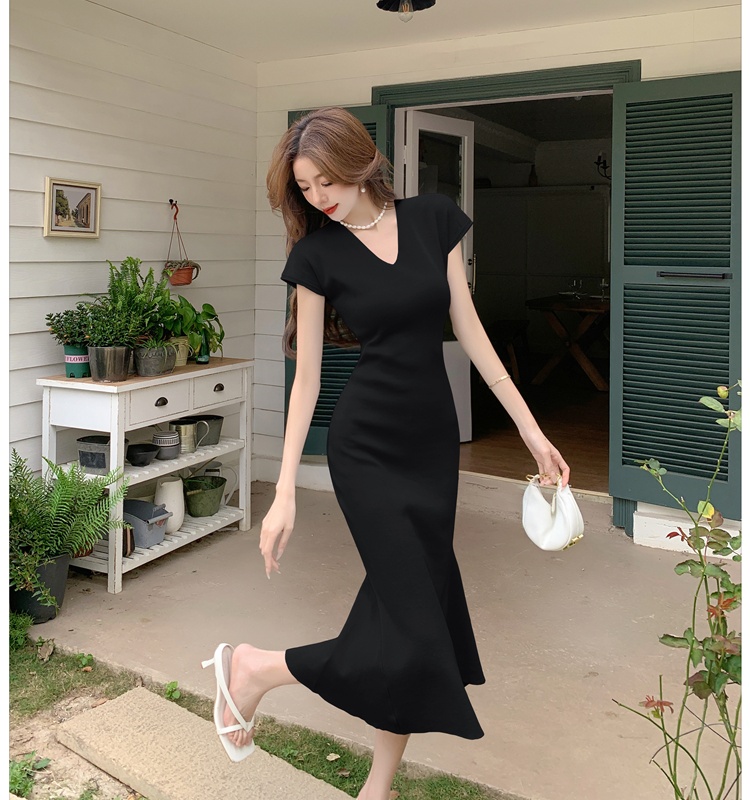 Knitted slim dress summer temperament long dress