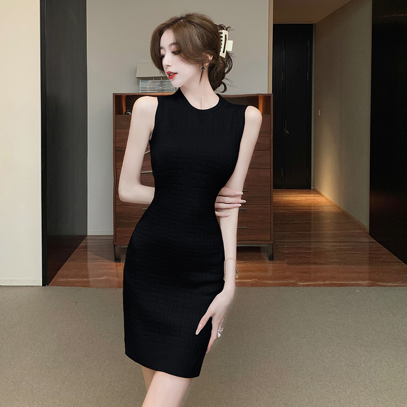 Summer package hip sleeveless dress knitted T-back for women