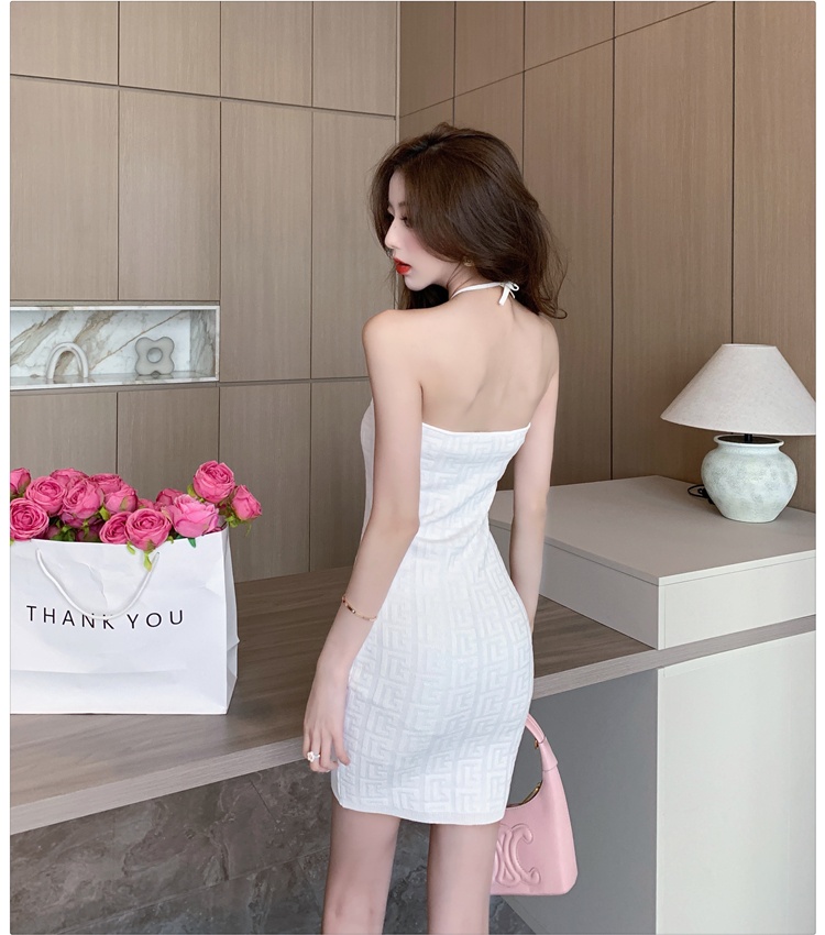 Heart white summer package hip sleeveless dress