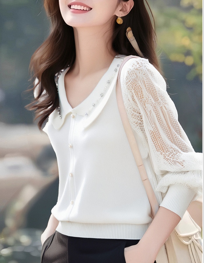 Knitted lace yarn sleeve spring and summer tops