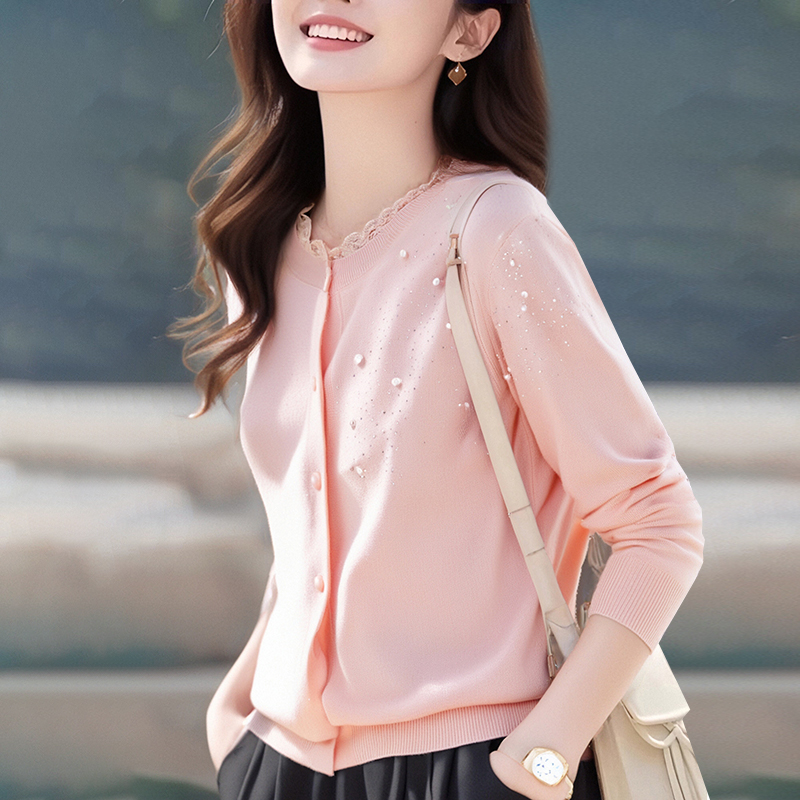 Spring knitted cardigan lace sweater for women