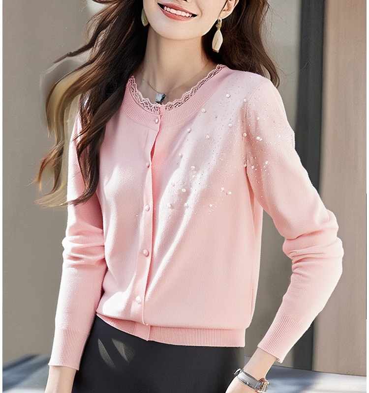 Spring knitted cardigan lace sweater for women