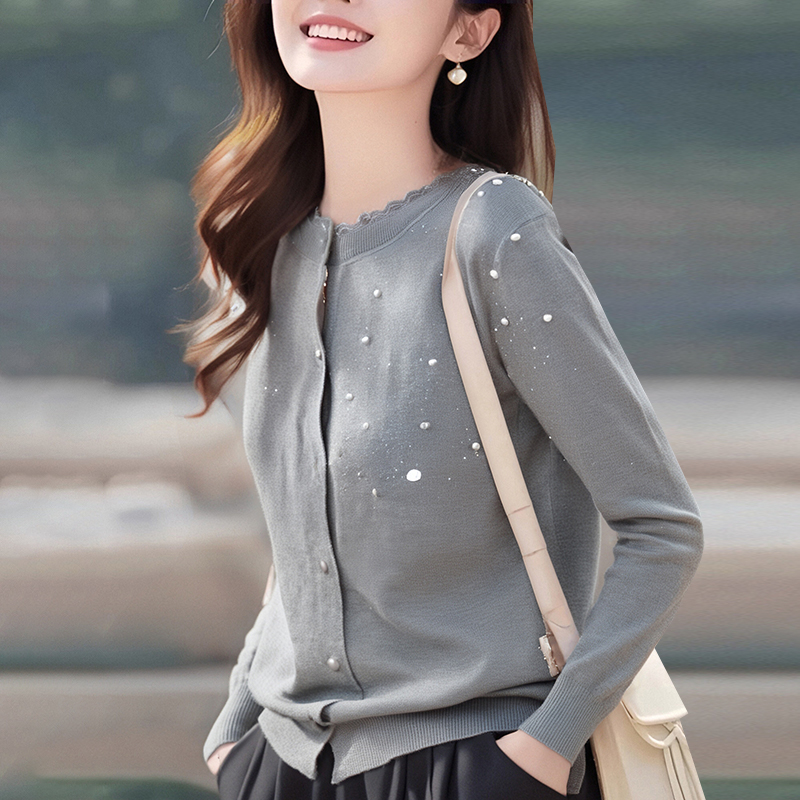 Spring knitted cardigan lace sweater for women