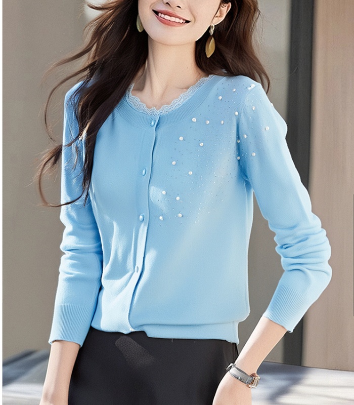 Spring knitted cardigan lace sweater for women