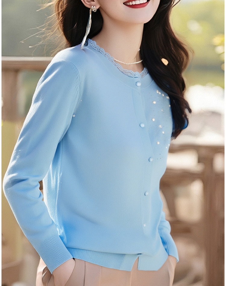 Spring knitted cardigan lace sweater for women