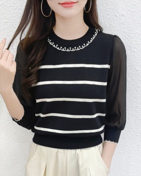 Spring and summer spring thin tops stripe ice silk sweater