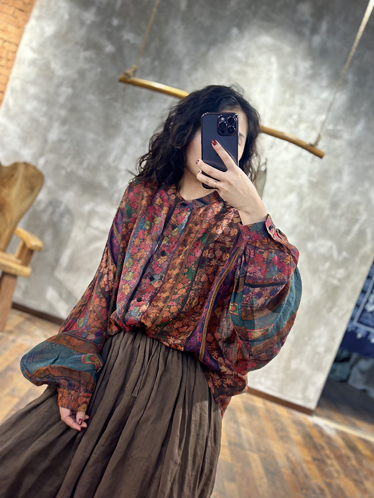 Casual mixed colors spring and autumn long sleeve shirt