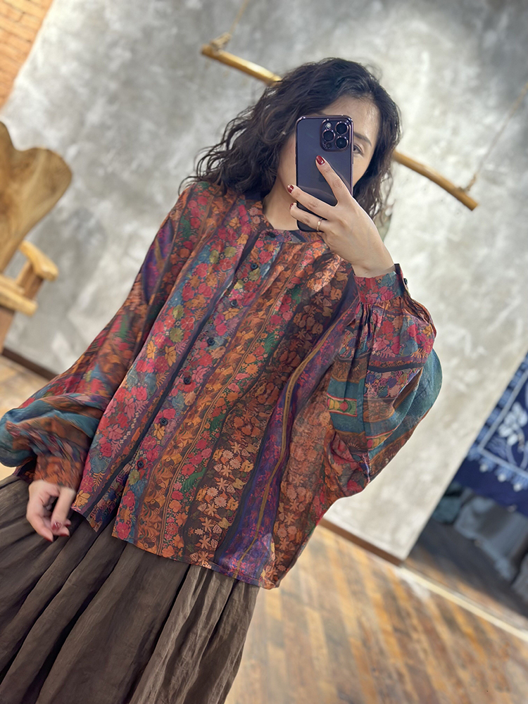 Casual mixed colors spring and autumn long sleeve shirt