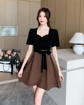 France style slim pinched waist dress for women