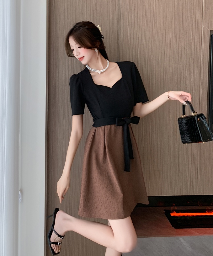 France style slim pinched waist dress for women