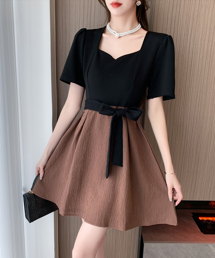 France style slim pinched waist dress for women