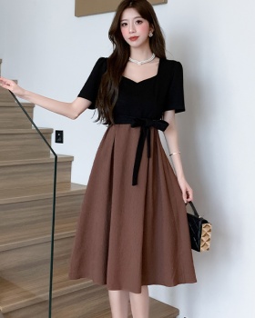 Long France style Pseudo-two dress for women