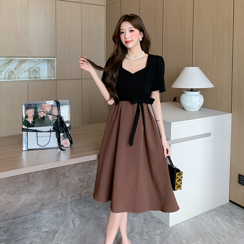 Long France style Pseudo-two dress for women