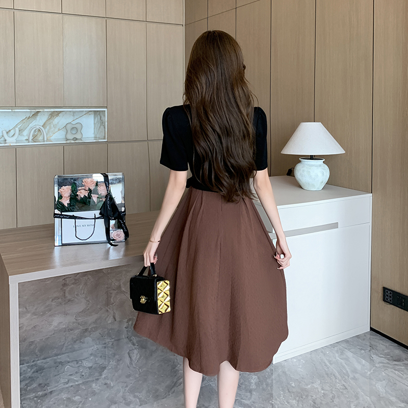 Long France style Pseudo-two dress for women