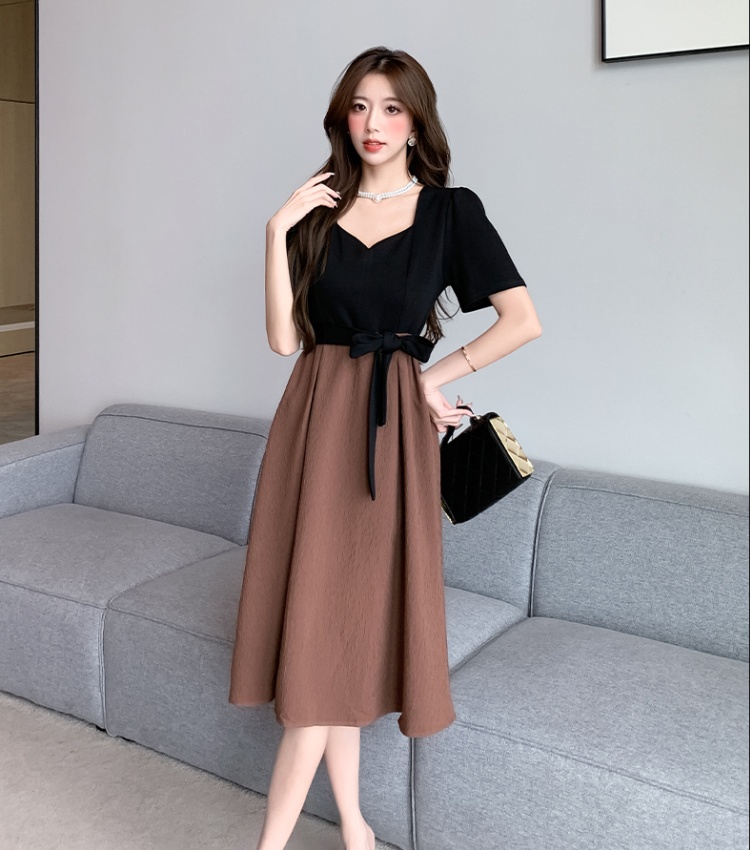 Long France style Pseudo-two dress for women