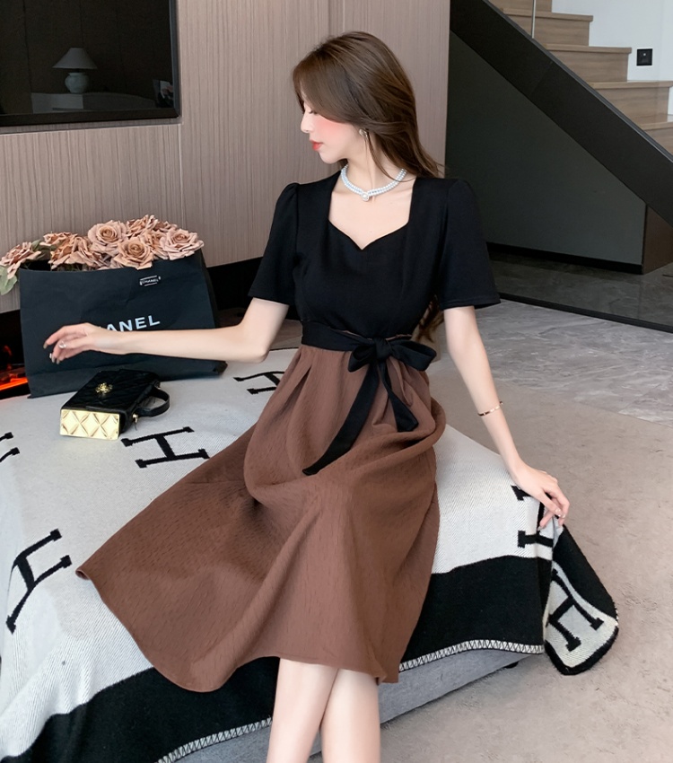 Long France style Pseudo-two dress for women