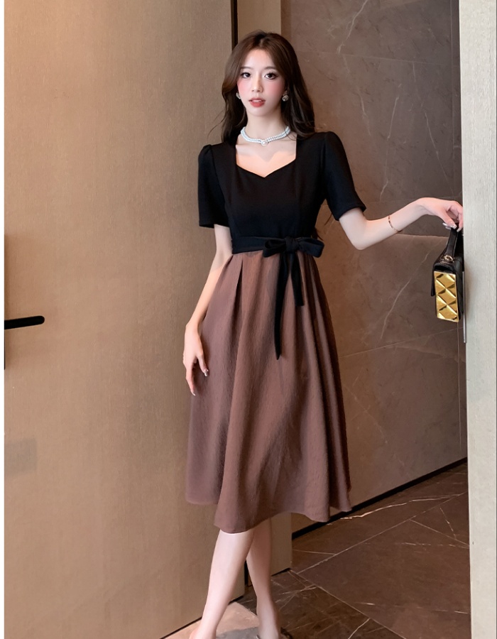 Long France style Pseudo-two dress for women