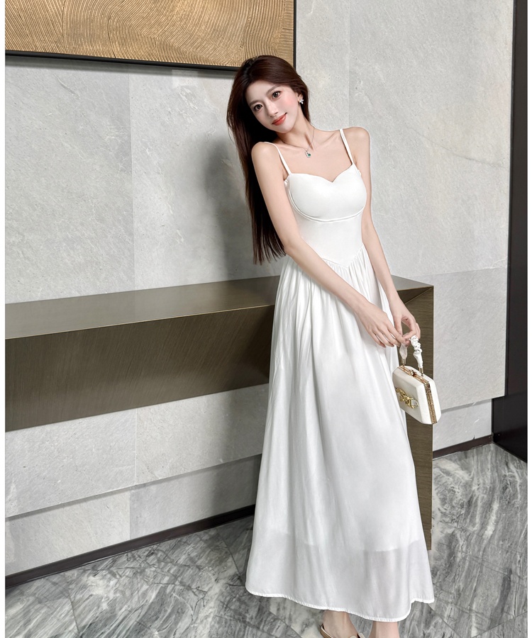 Sling tender long dress white summer dress for women