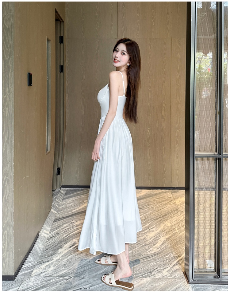 Sling tender long dress white summer dress for women