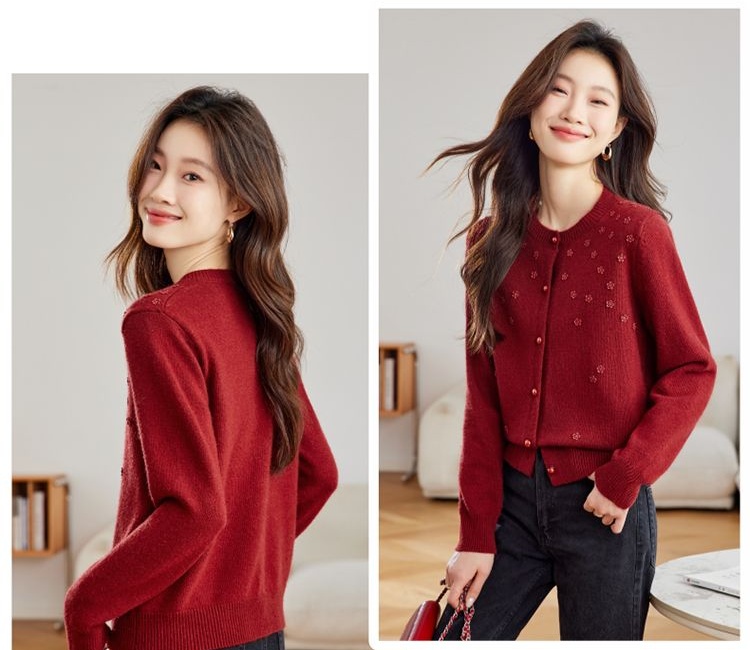 Short sweater round neck coat for women