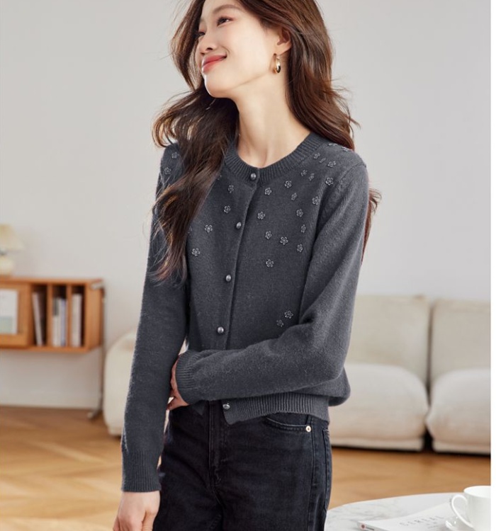 Short sweater round neck coat for women