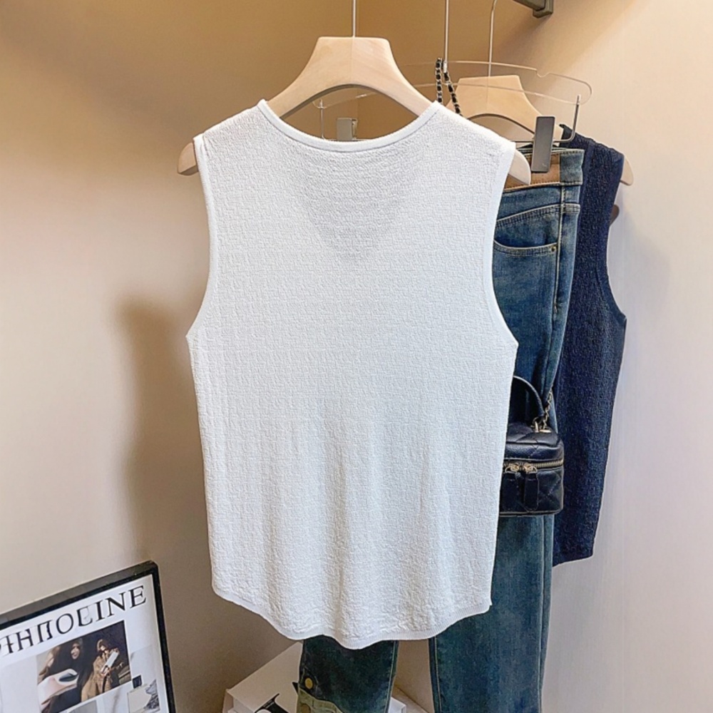 Sleeveless large yard vest thin ice silk tops for women