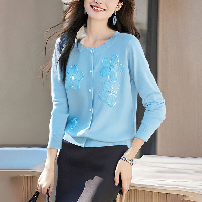 Round neck single-breasted spring and summer cardigan